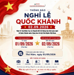 🇻🇳 LỊCH NGHỈ LỄ QUỐC KHÁNH 2/9/2026 🇻🇳